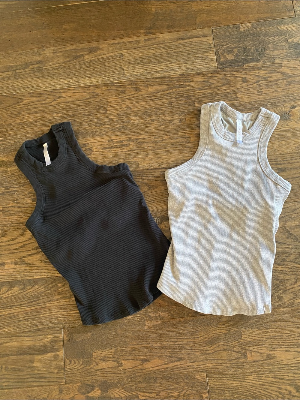 Fabletics Ribbed Tank Tops - Black & Light Gray